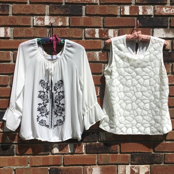 Two cream colored Tops: Vince Camuto / NY & Co. - Picture 1 of 11